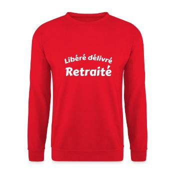 Libéré délivré retraité - B - Sweat-shirt Unisexe - rouge - Devant - Alina (178cm) & Michal (187cm)