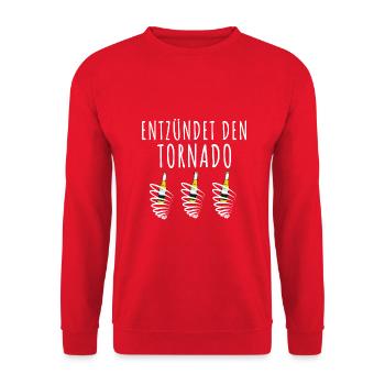 Tornado entzünden Mallorca Bier - Unisex Pullover - Rot - Vorne - Alina (178cm) & Michal (187cm)