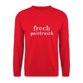 Frech Wortspiel Euphemismus - Unisex Pullover - Rot - Vorne - Alina (178cm) & Michal (187cm)