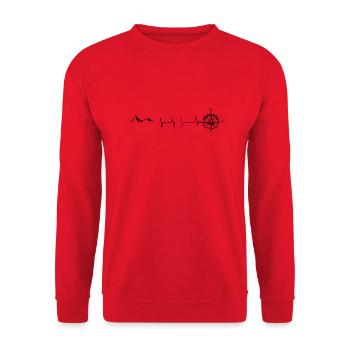 Heartbeat - Compass - Mountain - (5) - Unisex Sweatshirt - red - Front - Alina (178cm) & Michal (187cm)