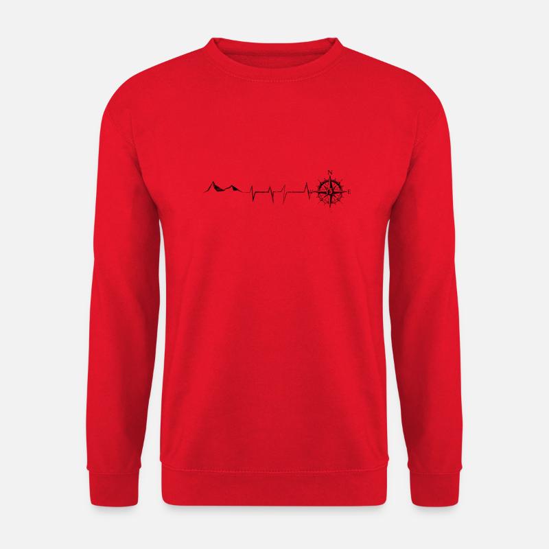 Herzschlag - Kompass - Berg - (5) - Unisex Pullover - Rot