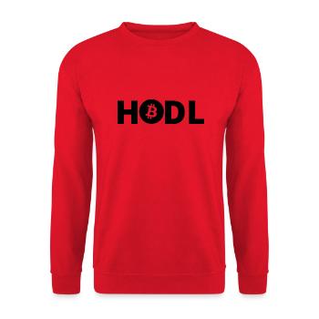 HODL Bitcoin schwarz - Unisex Pullover - Rot - Vorne - Alina (178cm) & Michal (187cm)