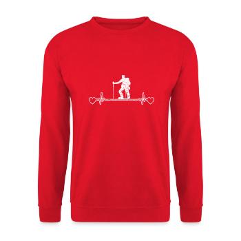 Wandern Bergwandern Wanderung Bergwanderer - Unisex Pullover - Rot - Vorne - Alina (178cm) & Michal (187cm)
