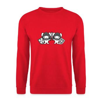 2 lapins chevalier épée bouclier armure casque château - Sweat-shirt Unisexe - rouge - Devant - Alina (178cm) & Michal (187cm)