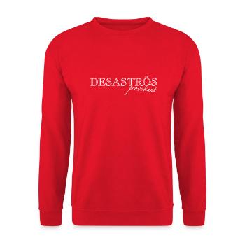 𝔻𝔼𝕊𝔸𝕊𝕋ℝÖ𝕊 𝖕𝖗𝖔𝖛𝖔𝖐𝖆𝖓𝖙 𝖜𝖍𝖎𝖙𝖊 - Unisex Pullover - Rot - Vorne - Alina (178cm) & Michal (187cm)