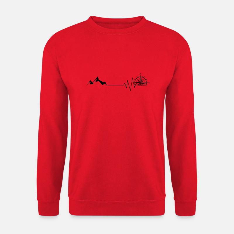 Herzschlag - Kompass - Berg - (2) - Unisex Pullover - Rot