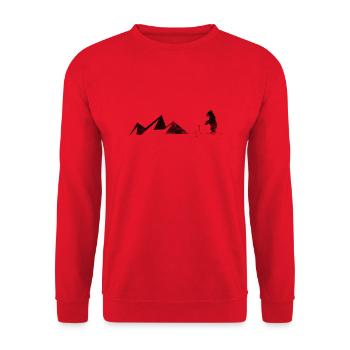 Herzschlag - Bär - Berg - (5) - Unisex Pullover - Rot - Vorne - Alina (178cm) & Michal (187cm)