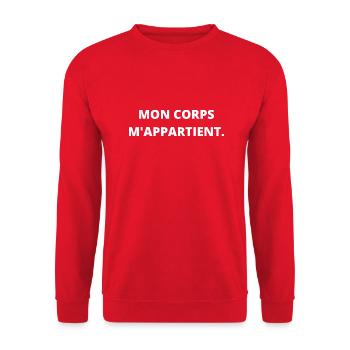 mon corps m'appartient - Sweat-shirt Unisexe - rouge - Devant - Alina (178cm) & Michal (187cm)