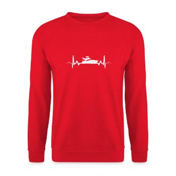 Motorboot Herzschlag Boot - Unisex Pullover - Rot - Vorne - Alina (178cm) & Michal (187cm)