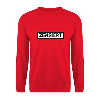 Zensiert Zensurbalken Design Schwarz Weiß - Unisex Pullover - Rot - Vorne - Alina (178cm) & Michal (187cm)