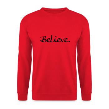 believe - Unisex Pullover - Rot - Vorne - Alina (178cm) & Michal (187cm)