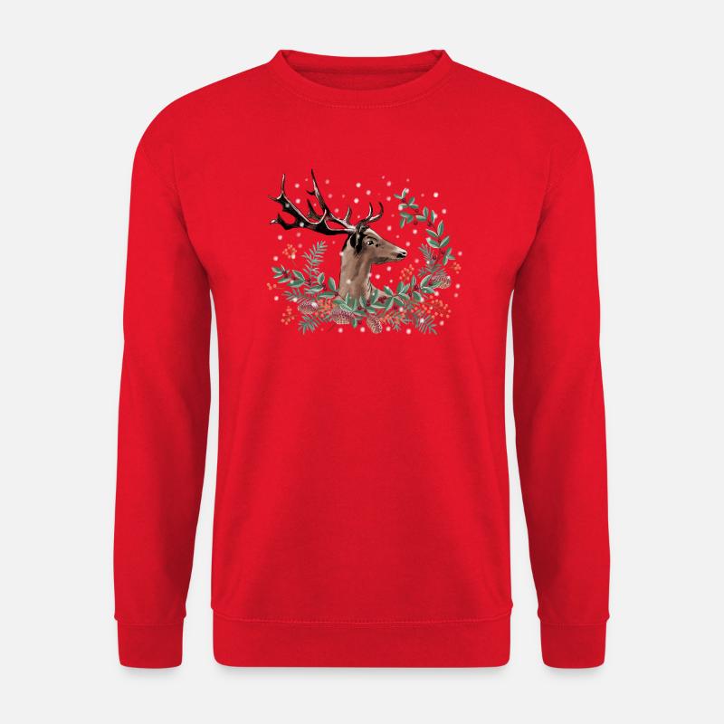 Festliche Hirsche - Unisex Pullover - Rot
