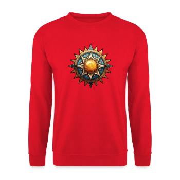 Artistic Sun, Sun Symbol, Star - Unisex Sweatshirt - red - Front - Alina (178cm) & Michal (187cm)