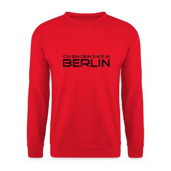 Ich bin dein Date in Berlin - Schwarz - Unisex Pullover - Rot - Vorne - Alina (178cm) & Michal (187cm)