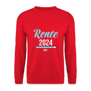 Rentner 2024 Ruhestand 2024 Der Countdown läuft - Unisex Pullover - Rot - Vorne - Alina (178cm) & Michal (187cm)