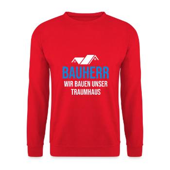 Bauherr Hausbau Eigenheim Richtfest 2022 - Unisex Pullover - Rot - Vorne - Alina (178cm) & Michal (187cm)