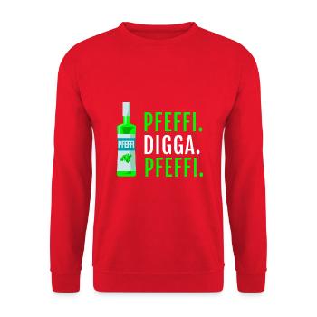 Pfefferminz Likör Pfeffi Vatertag Sauf - Unisex Pullover - Rot - Vorne - Alina (178cm) & Michal (187cm)