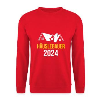 Bauherr 2024 Hausbau Neubau Baustelle Richtfest - Unisex Pullover - Rot - Vorne - Alina (178cm) & Michal (187cm)
