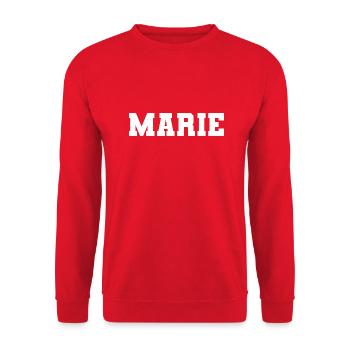 Nom - Marie - Sweat-shirt Unisexe - rouge - Devant - Alina (178cm) & Michal (187cm)