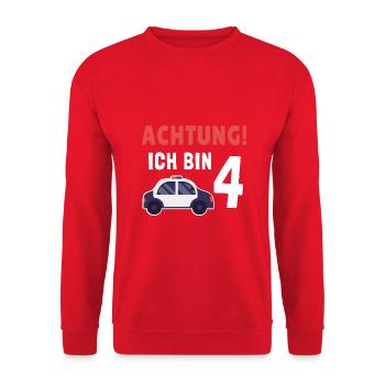 Kindergeburtstag Polizist 4 Jahre Kinder Polizei - Unisex Pullover - Rot - Vorne - Alina (178cm) & Michal (187cm)