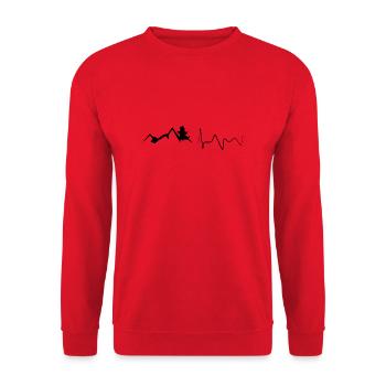 Battement de cœur - Ours - Montagne - (5) - Sweat-shirt Unisexe - rouge - Devant - Alina (178cm) & Michal (187cm)
