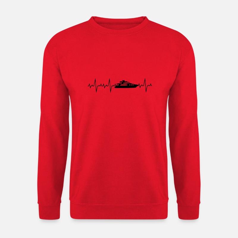 Herzschlag Boot Schiff Geschenk - Unisex Pullover - Rot