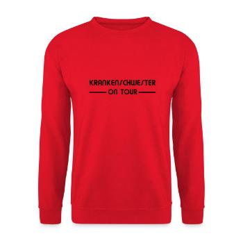 Krankenschwester on Tour - Unisex Sweatshirt - red - Front - Alina (178cm) & Michal (187cm)