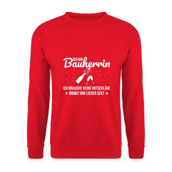Bauherrin Hausbau Eigenheim Richtfest 2022 Damen - Unisex Pullover - Rot - Vorne - Alina (178cm) & Michal (187cm)