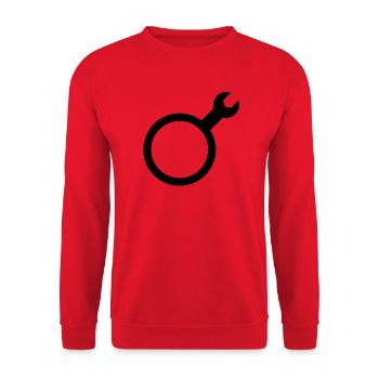 Mechanischer männlicher Stecker - Unisex Pullover - Rot - Vorne - Alina (178cm) & Michal (187cm)