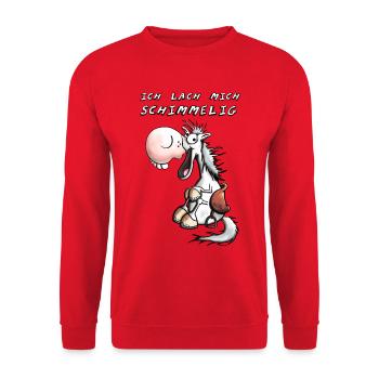 Ich lach mich Schimmelig - Unisex Pullover - Rot - Vorne - Alina (178cm) & Michal (187cm)