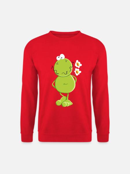 Frosch mit Blumen - Unisex Pullover - Rot