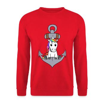 Ancre Licorne Maritime Créature mythique Marin Ahoy - Sweat-shirt Unisexe - rouge - Devant - Alina (178cm) & Michal (187cm)