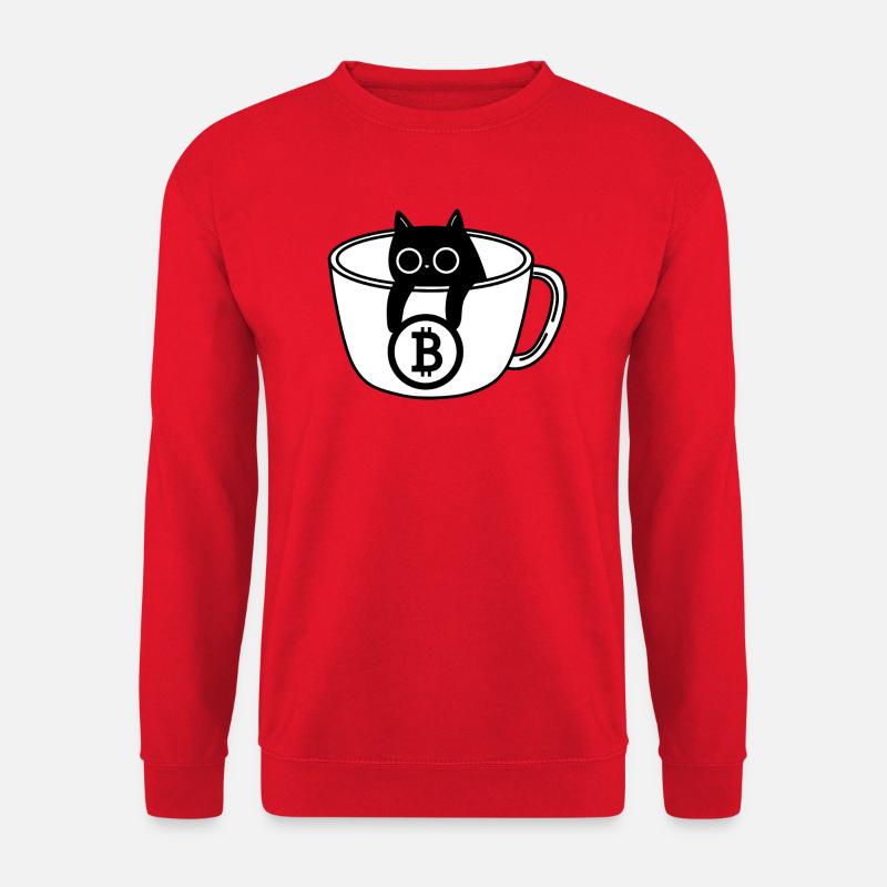 Crypto Katze Kaffeetasse Design - Unisex Pullover - Rot