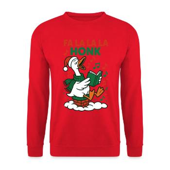 Fa La La La Honk Christmas Goose Funny Design - Unisex Sweatshirt - red - Front - Alina (178cm) & Michal (187cm)