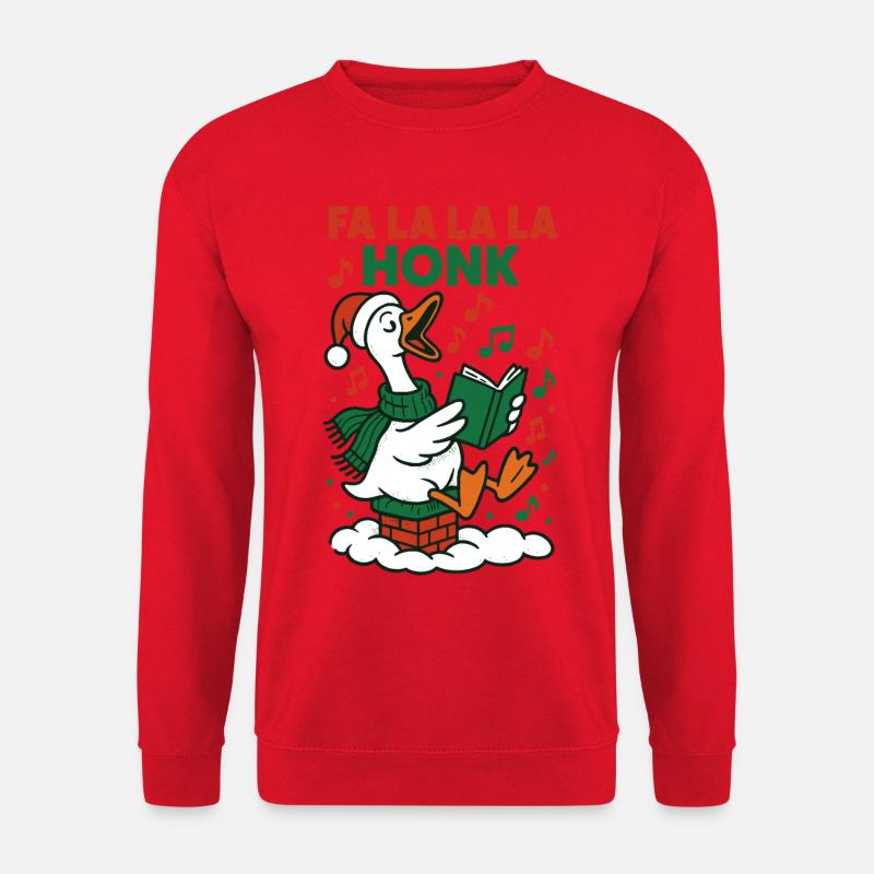 Fa La La La Honk Weihnachtsgans Lustiges Design - Unisex Pullover - Rot