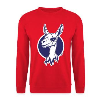 Purple Circle Llama Icon - Unisex Sweatshirt - red - Front - Alina (178cm) & Michal (187cm)