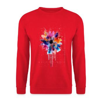 Watercolor Daisy Flower - Unisex Sweatshirt - red - Front - Alina (178cm) & Michal (187cm)