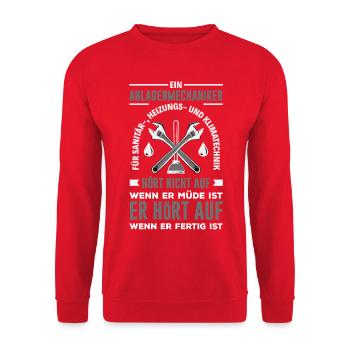 Anlagenmechaniker SHK Sanitär Heizung Handwerk - Unisex Pullover - Rot - Vorne - Alina (178cm) & Michal (187cm)