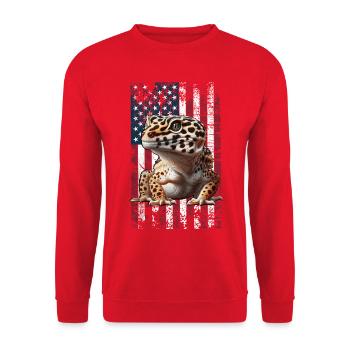 Leopardgecko US - Unisex Pullover - Rot - Vorne - Alina (178cm) & Michal (187cm)