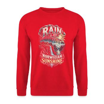 Norwegen Norweger Rain Is Just Norwegian Sunshine - Unisex Pullover - Rot - Vorne - Alina (178cm) & Michal (187cm)