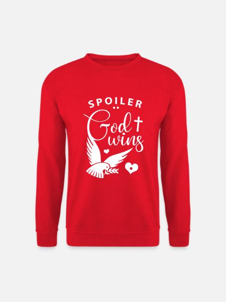 Spoiler: God Wins - Christen Glaube Gott Spruch - Unisex Pullover - Rot