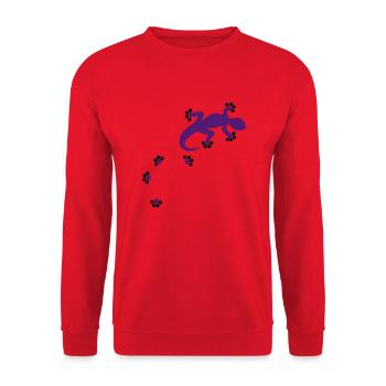 Gecko - 2c - Unisex Pullover - Rot - Vorne - Alina (178cm) & Michal (187cm)