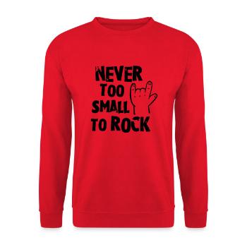 never too small to rock - geburt - baby -kleinkind - Sweat-shirt Unisexe - rouge - Devant - Alina (178cm) & Michal (187cm)