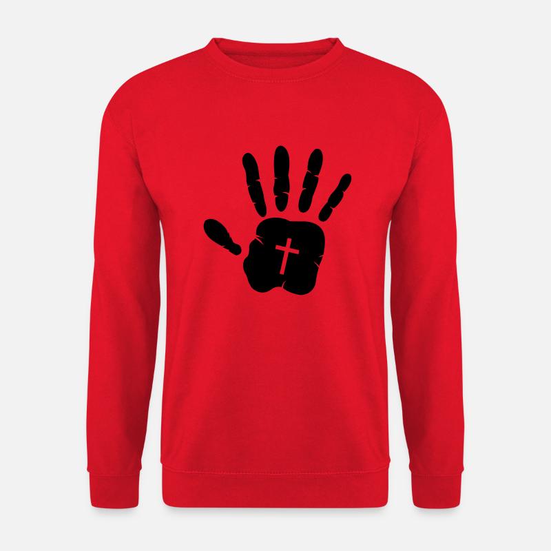 hand_cross - Unisex Pullover - Rot