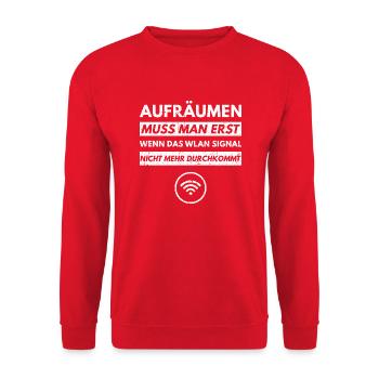 Aufräumen Wlan Signal Wifi Nerd Geek Geschenk Fun - Unisex Pullover - Rot - Vorne - Alina (178cm) & Michal (187cm)