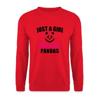 NUR EIN MÄDCHEN, DAS PANDAS LIEBT - Unisex Pullover - Rot - Vorne - Alina (178cm) & Michal (187cm)