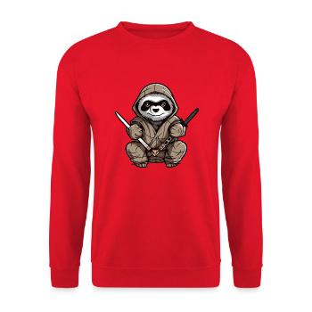 Clem the Ninja Sloth - Unisex Sweatshirt - red - Front - Alina (178cm) & Michal (187cm)