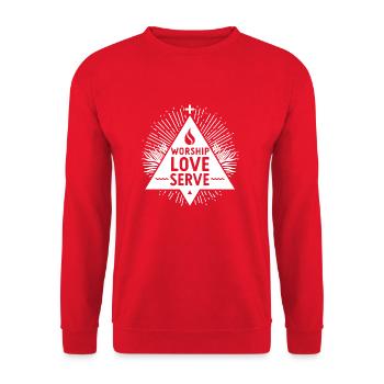 Worship Love Serve - Unisex Sweatshirt - red - Front - Alina (178cm) & Michal (187cm)