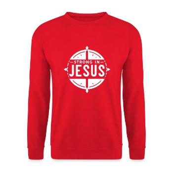 Strong in Jesus - Unisex Sweatshirt - red - Front - Alina (178cm) & Michal (187cm)