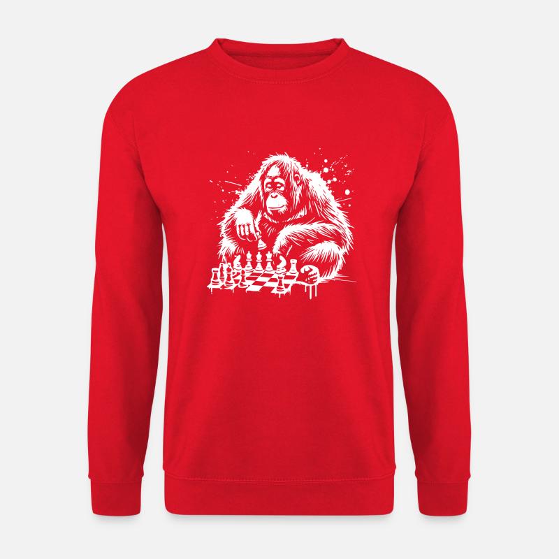 orangutan plays chess - Unisex Sweatshirt - red